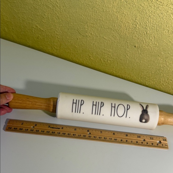 Rae Dunn White Ceramic Rolling Pin with Black Text - Picture 4 of 11
